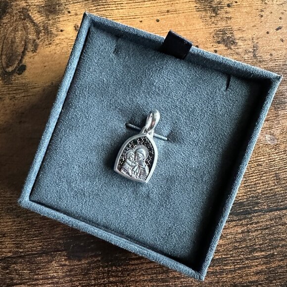 David Yurman St. Anthony Pendant in Sterling Silver & Black Diamonds - Picture 1 of 13